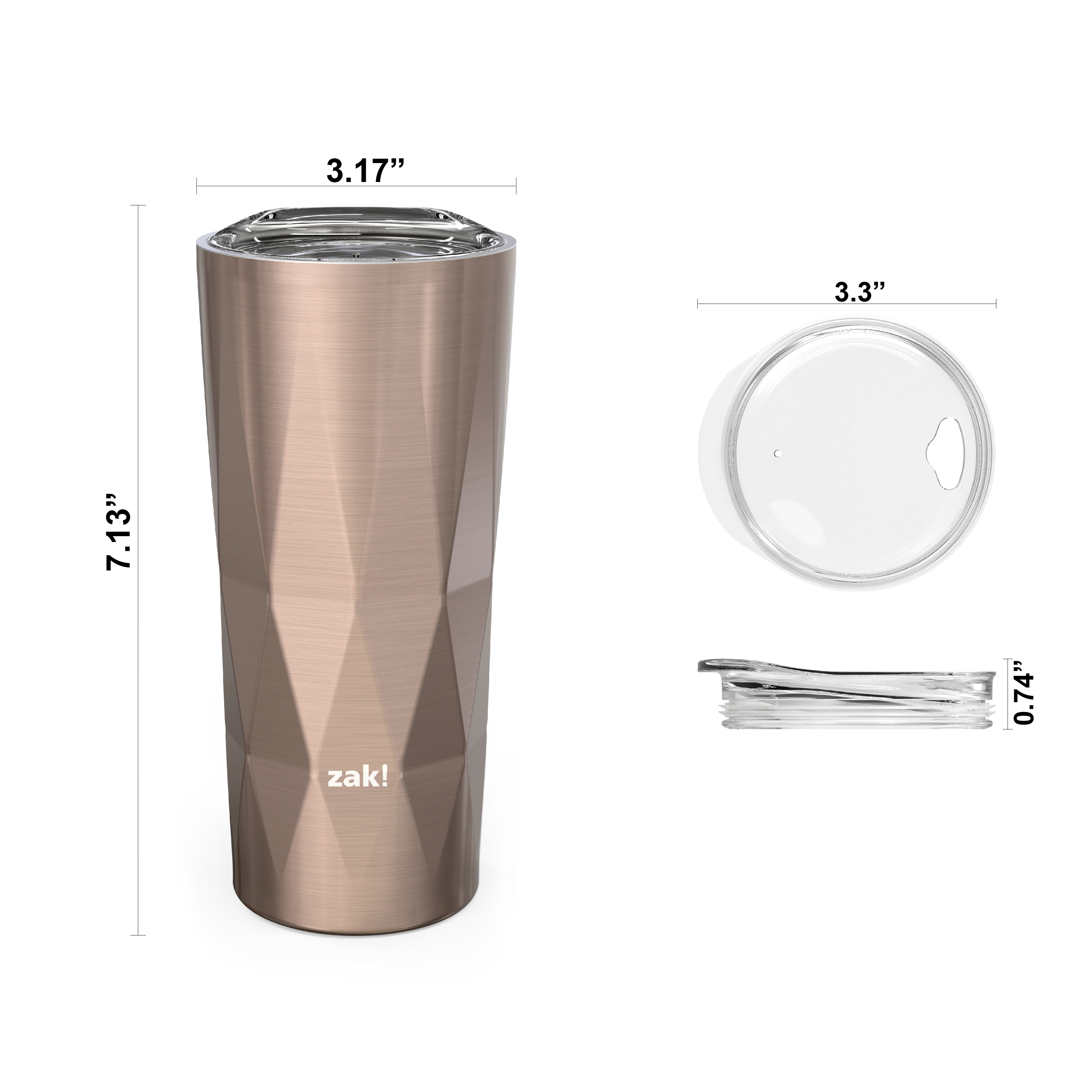 Fractal 16 ounce Vacuum Insulated Stainless Steel Tumbler, Rose Gold