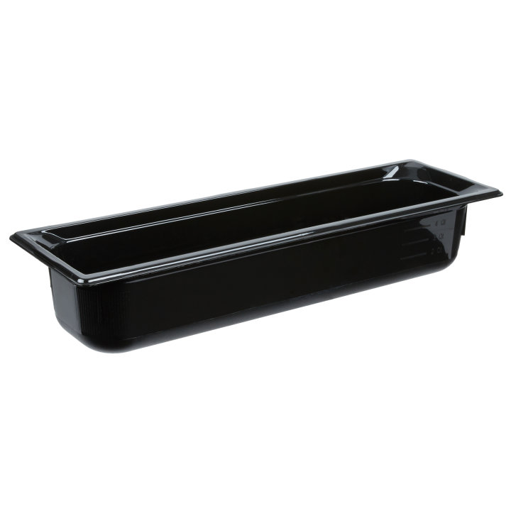 Half-size long 4-inch-deep Super Pan® high-temperature plastic pan in black