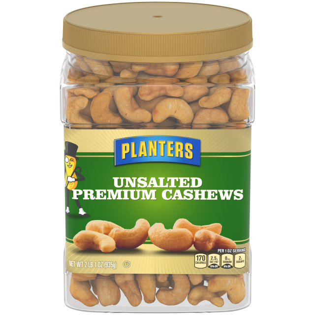 PLANTERS Unsalted Premium Cashews 33 oz Jar