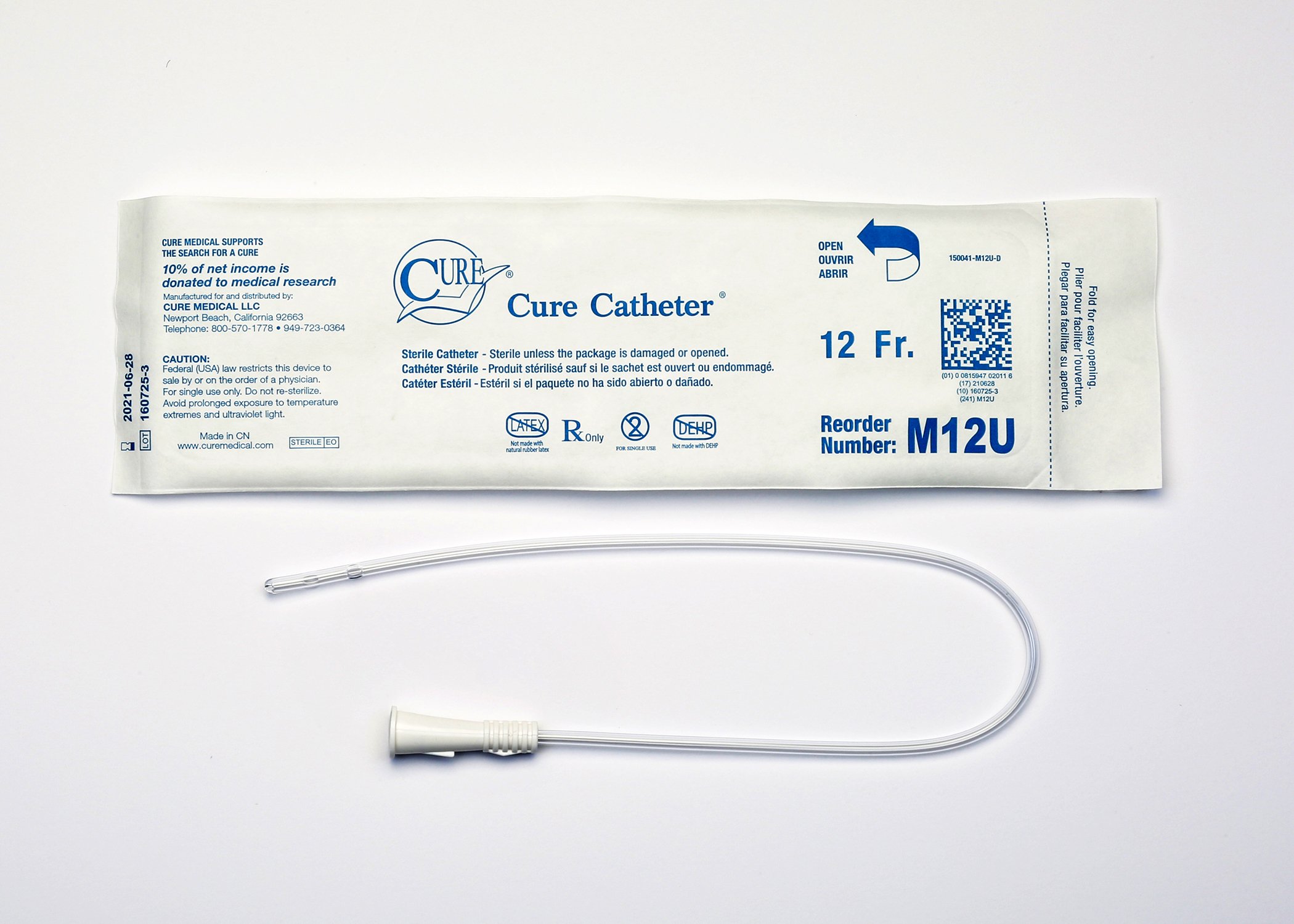 Cure Catheter™ Urethral Catheter, 12 Fr., Male, Straight MK 876912