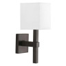 One-Light Wall Sconce Steel 120V 60W Wall Mount White Linen Glass Candelabra Base Bronze 15.125 H x 5.5 W x 7.25 D in.