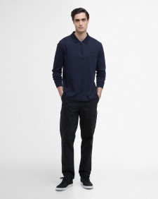 Innes Interlock Long-Sleeved Polo Shirt Navy