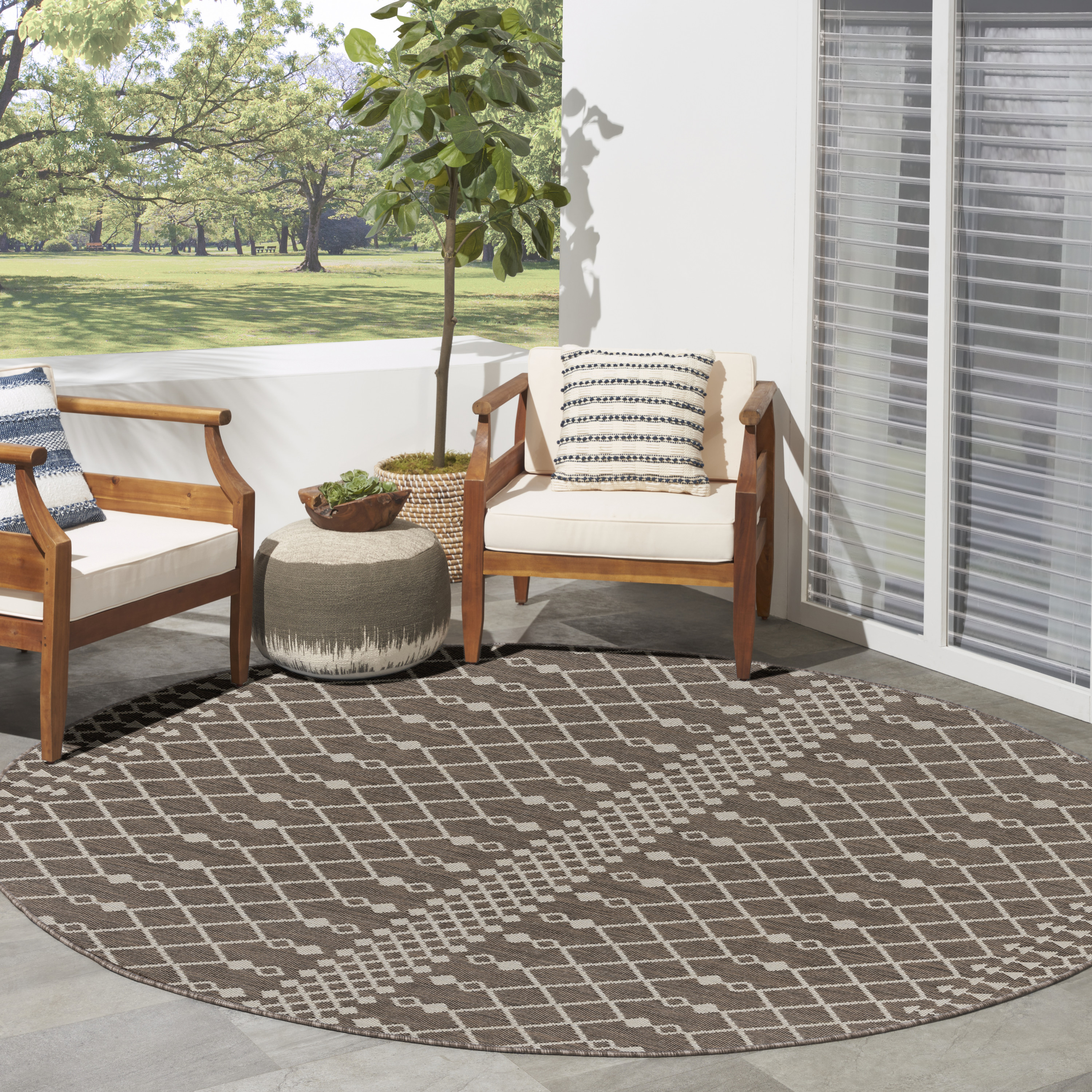 Nourison Positano 8' x Round Natural Modern Rug