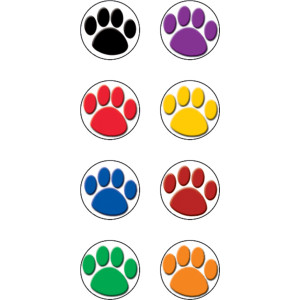 Mini pegatinas coloridas con huellas de patas, 3/8", paquete de 528