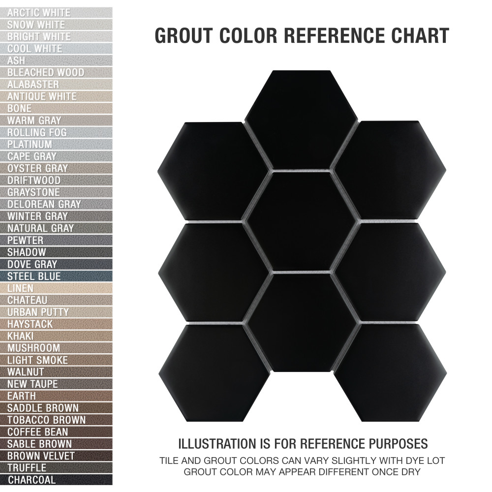 Metro Super 4″ Hex Matte Black 10 in. x 11-1/2 in. Porcelain Mosaic Tile