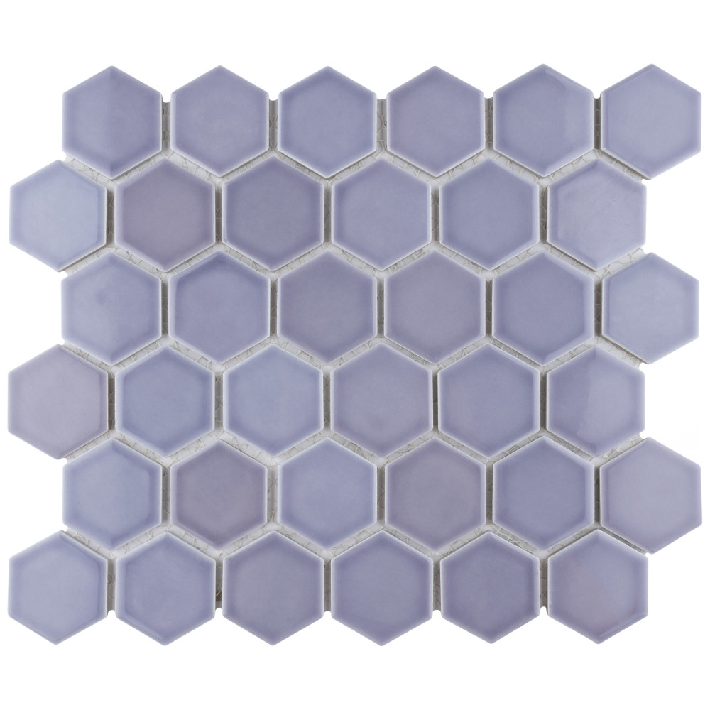 Hudson Due 2″ Hex Lavendar 10-7/8 in. x 12-5/8 in. Porcelain Mosaic Tile