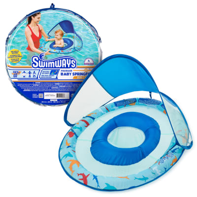 Swimways Sun Canopy Inflatable Baby Spring Float for Kids 9-24 Months, Shark Design