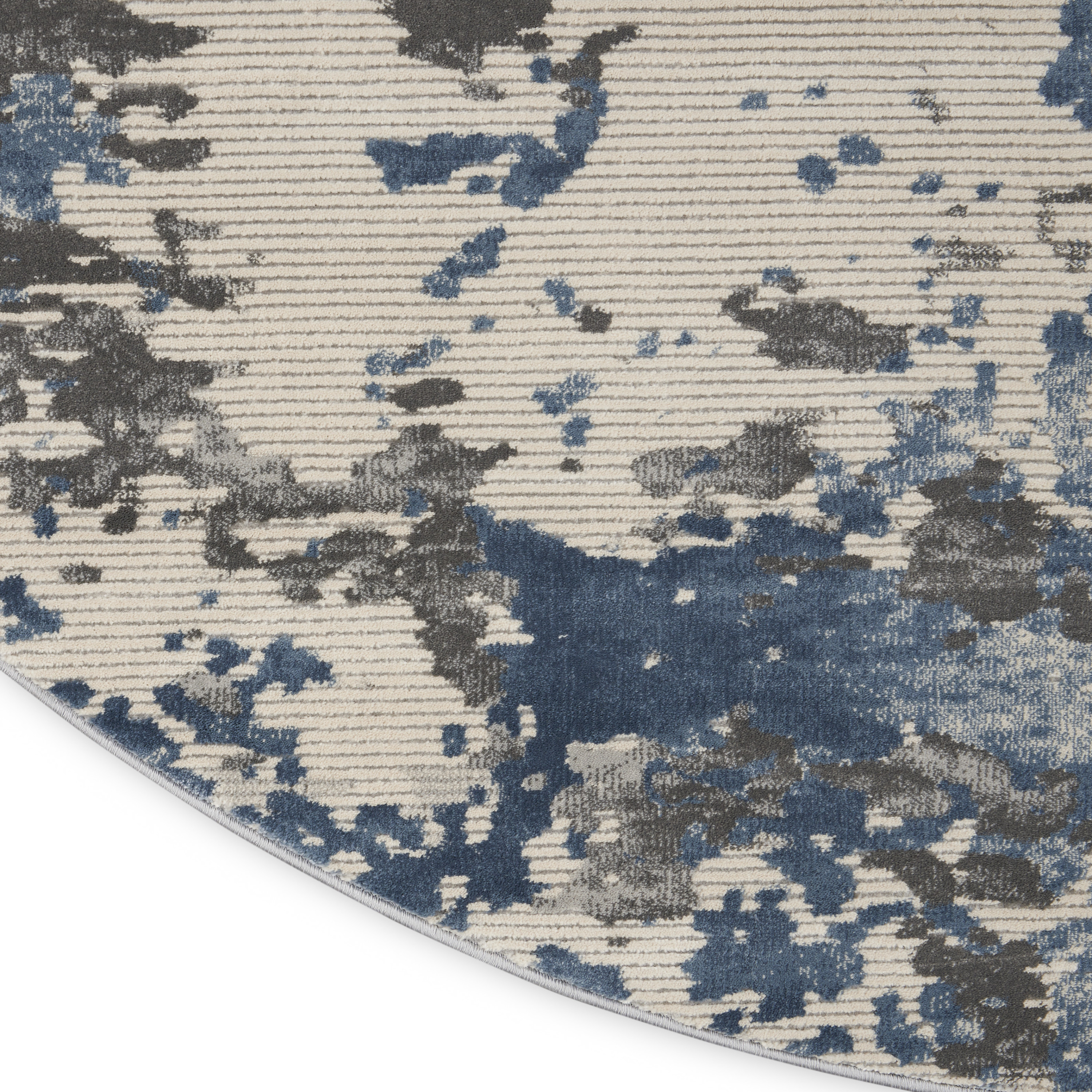 Nourison Rustic Textures 7’10” x Round Grey Blue Modern Indoor Rug