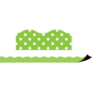Magnetic Borders, Lime Polka Dots, 24 Feet