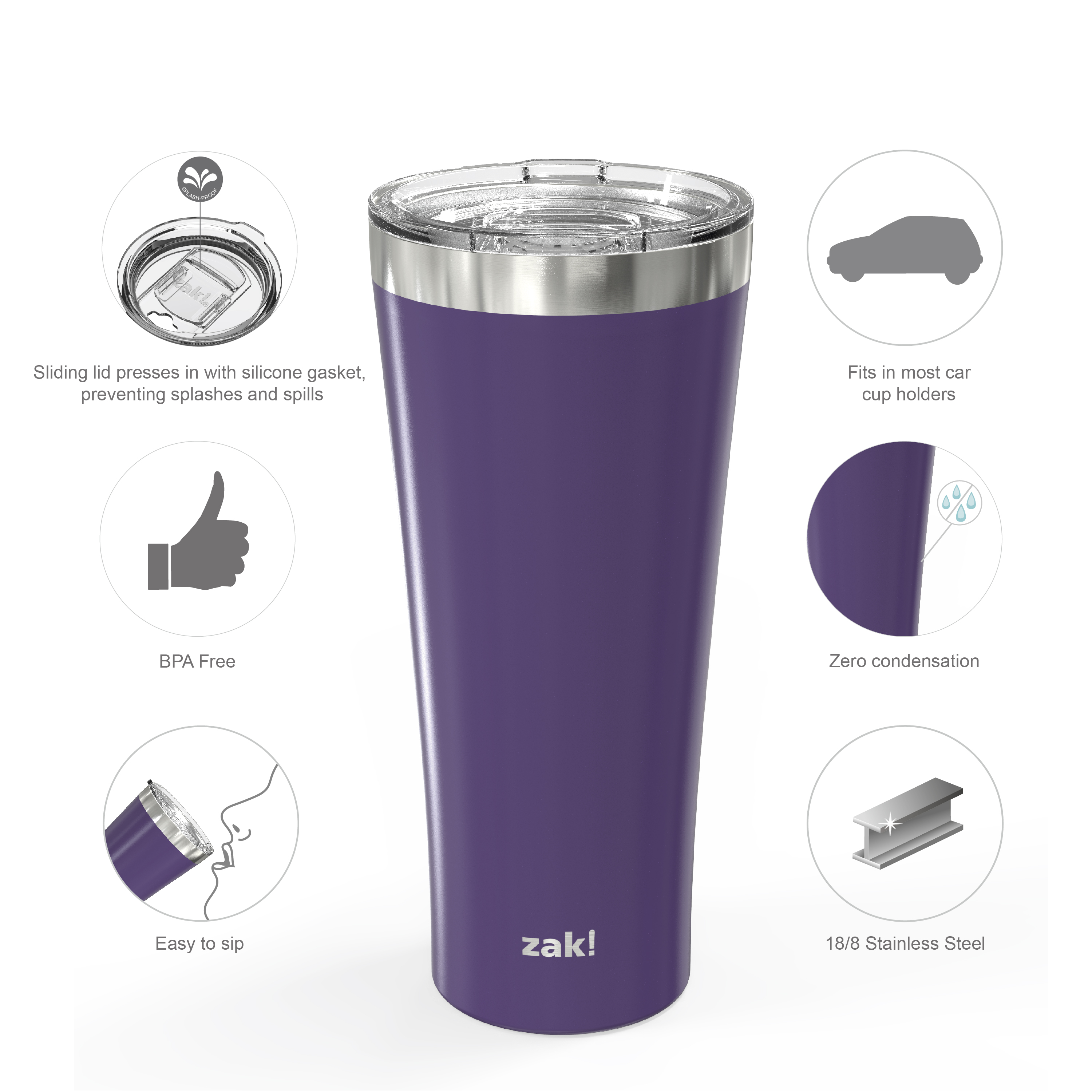 Alpine 30 ounce Stainless Steel Vacuum Insulated Tumbler with Straw, Viola slideshow image 5 Alpine 30 ounce Stainless Steel Vacuum Insulated Tumbler with Straw, Viola slideshow image 5