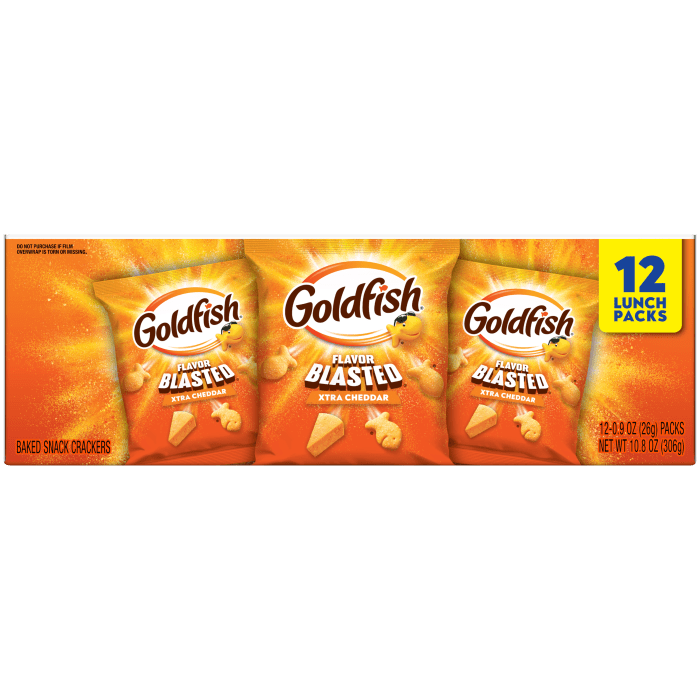 Goldfish® Xtra Cheddar Crackers, 12 count box, 0.9 oz, bag - Back Image