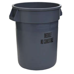 Rubbermaid Commercial, BRUTE® Food Handling, 32 gal, Resin, Gray, Round, Receptacle