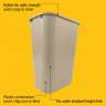 RUB2957BG, Rubbermaid Commercial,  Rectangular Wastebasket, 10.25 gal, Plastic, Beige