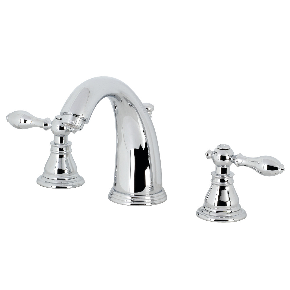 Two-Handle 3-Hole Deck Mount Widespread Bathroom Faucet with Pop-Up Drain, Polished Chrome with 9 Finish Options