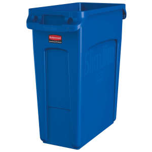 Rubbermaid Commercial, Vented Slim Jim®, 16gal, Resin, Blue, Rectangle, Receptacle