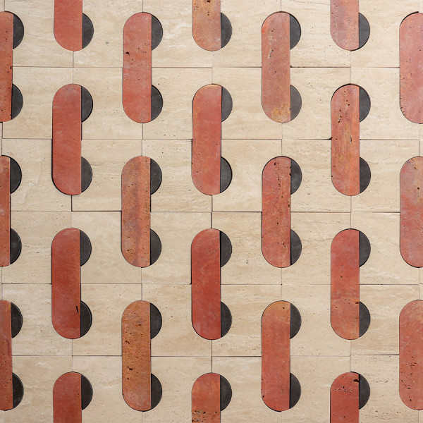 clé lapidary + cristina celestino | filato wall | red travertine, beige travertine + warm black (bundle) | honed