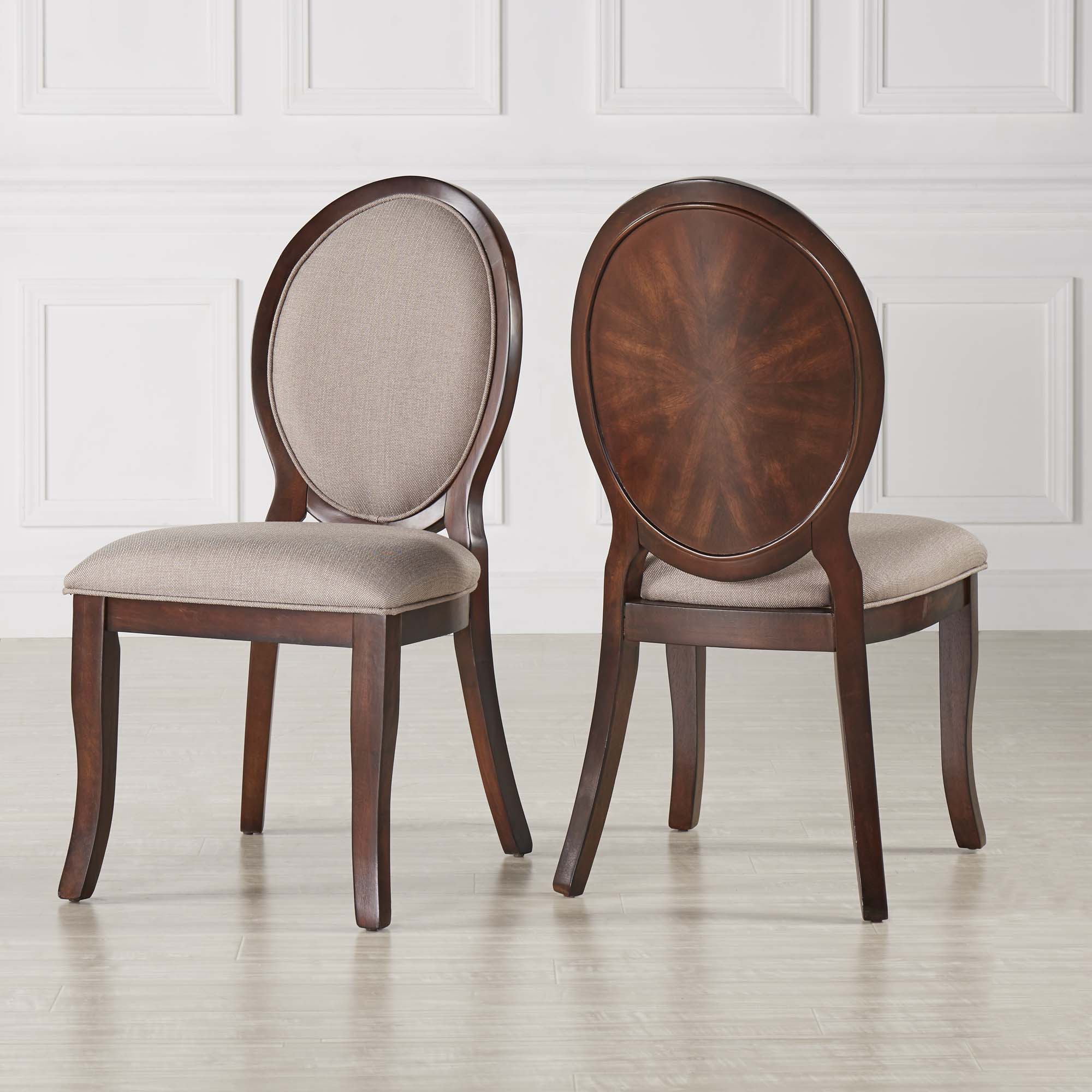 Rich Brown Cherry Finish Oval Dining Chairs (Set of 2)