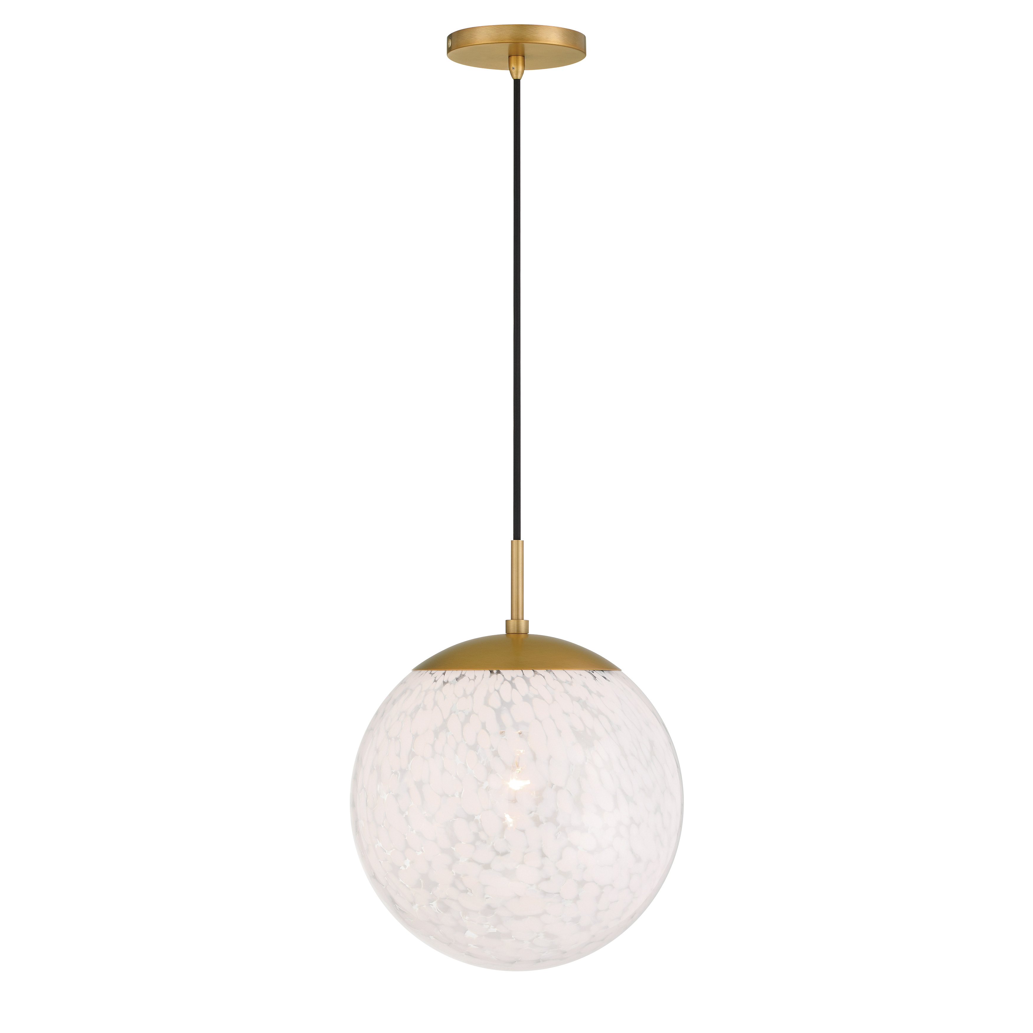 The Langford pendant combines warm Legacy Brass with artistic glass in a compact 12" design. Its refined scale makes it ideal for kitchen islands, breakfast nooks, or as layered accent lighting in larger rooms. - alternate view
