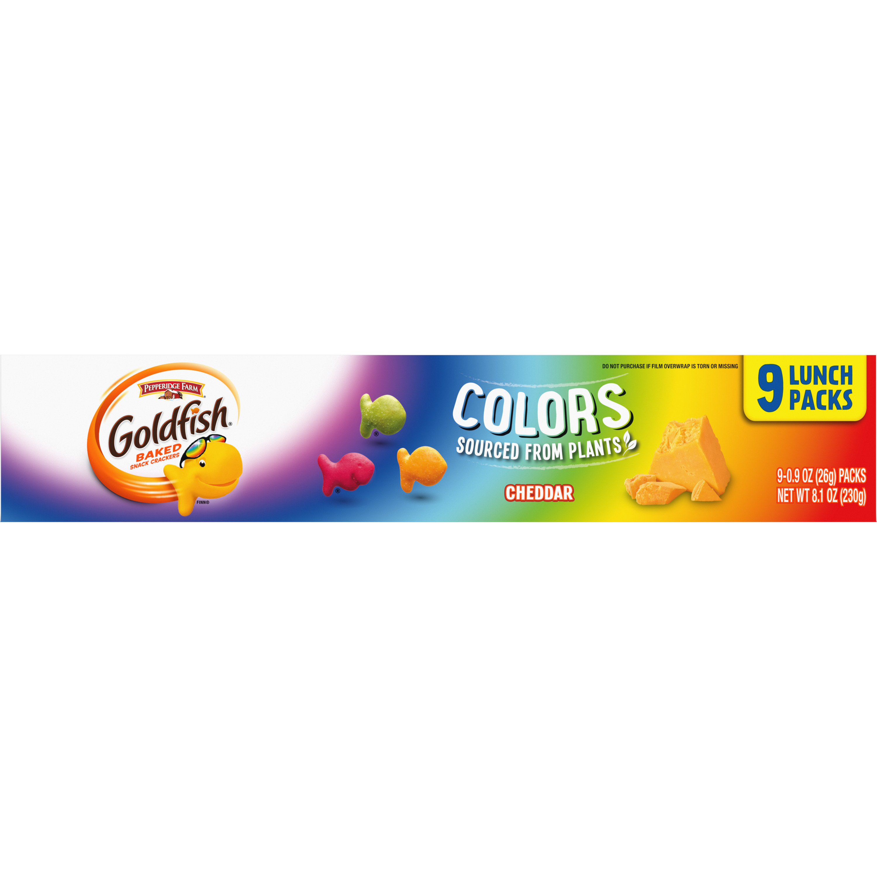 Goldfish® Colors Cheddar, 9 count box, 0.9 oz, bag - Back Image