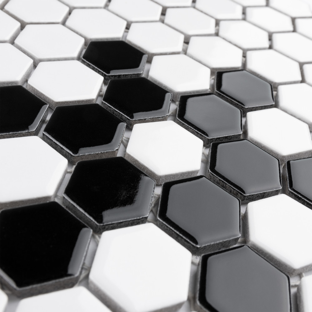 Metro 1″ Hex Glossy White w/Snowflake 10-1/4 in. x 11-7/8 in. Porcelain Mosaic Tile