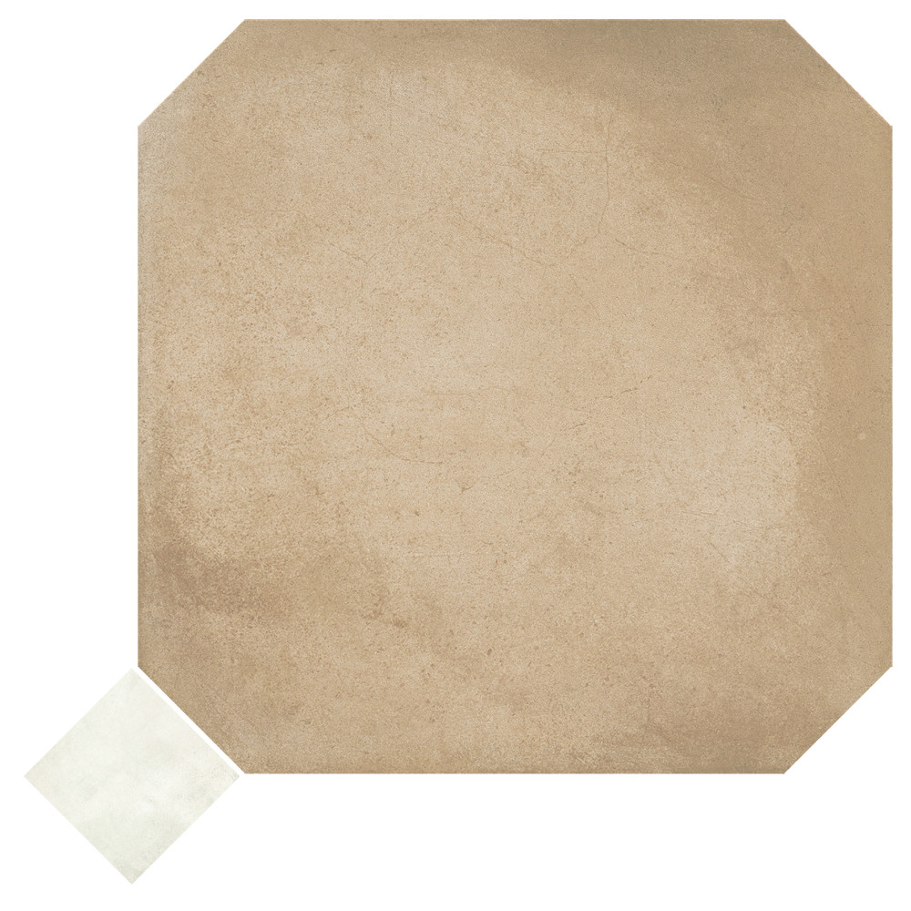 Laverton Octagon Beige with Taco Nieve 7-7/8 in. x 7-7/8 in. Porcelain Floor and Wall Tile