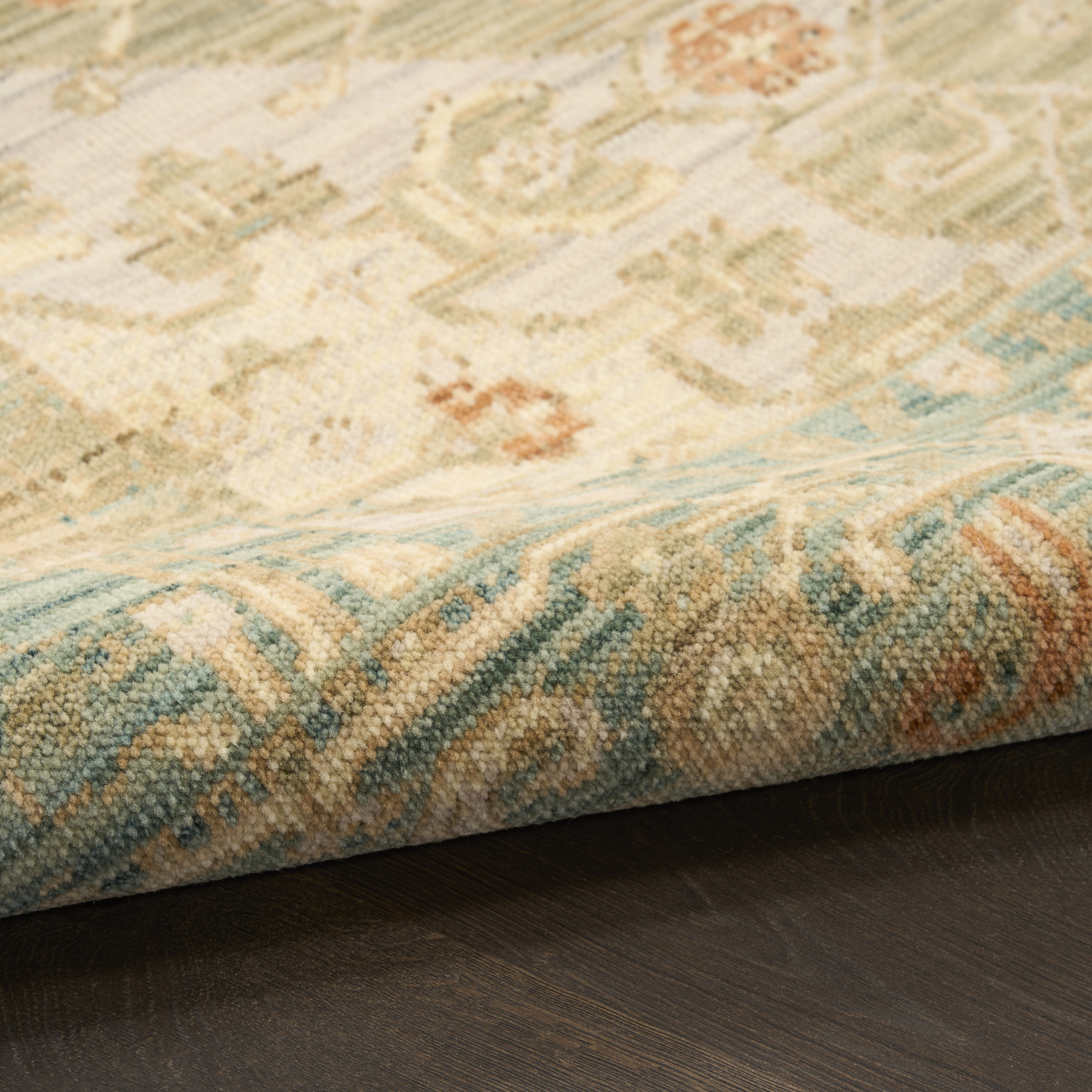 Nourison Antique Bloom 5'6" x 8'6" Teal Vintage Indoor Rug