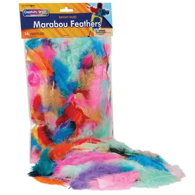 Creativity Street  Marabou Feathers, Bright Hues,  Assorted Sizes, 14 grams