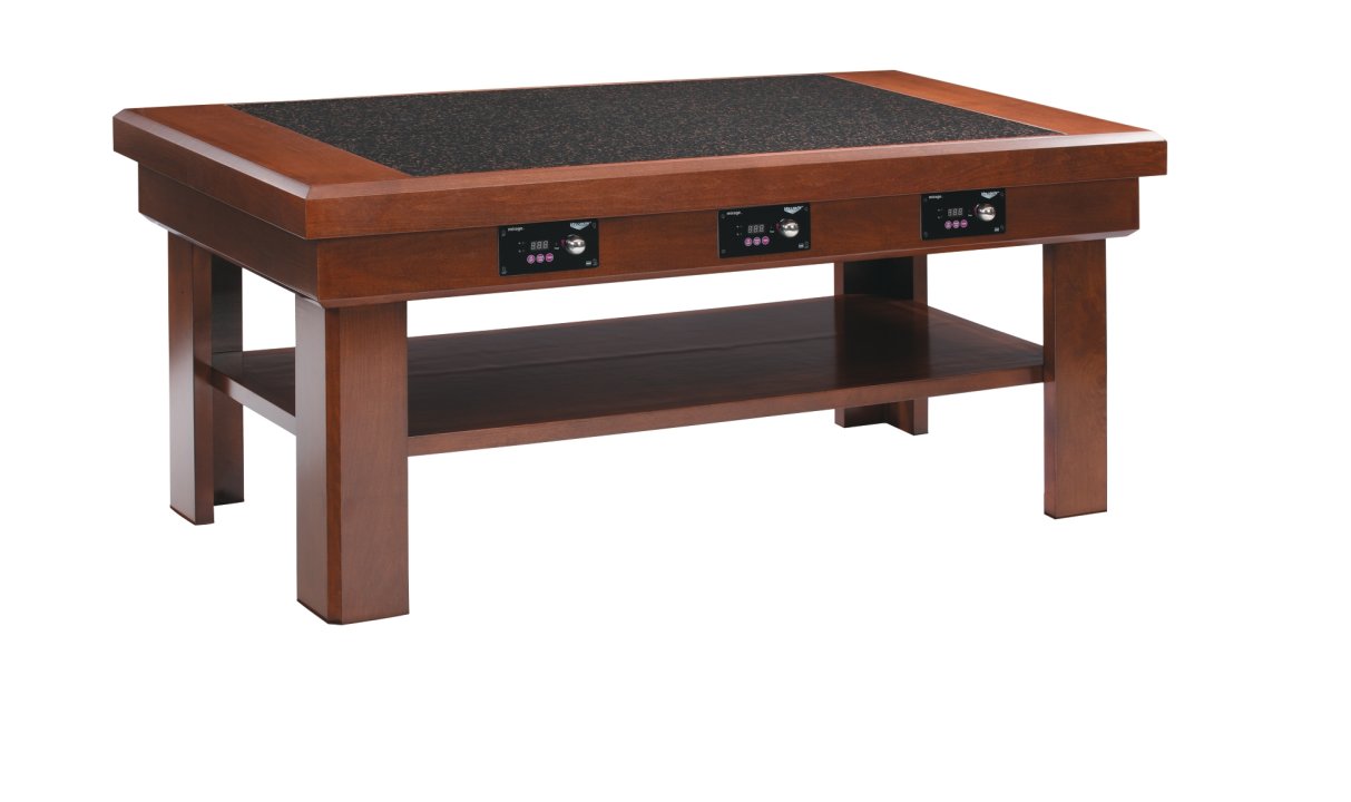 60inch 3hob Induction Buffet Table with Clear Maple Finish