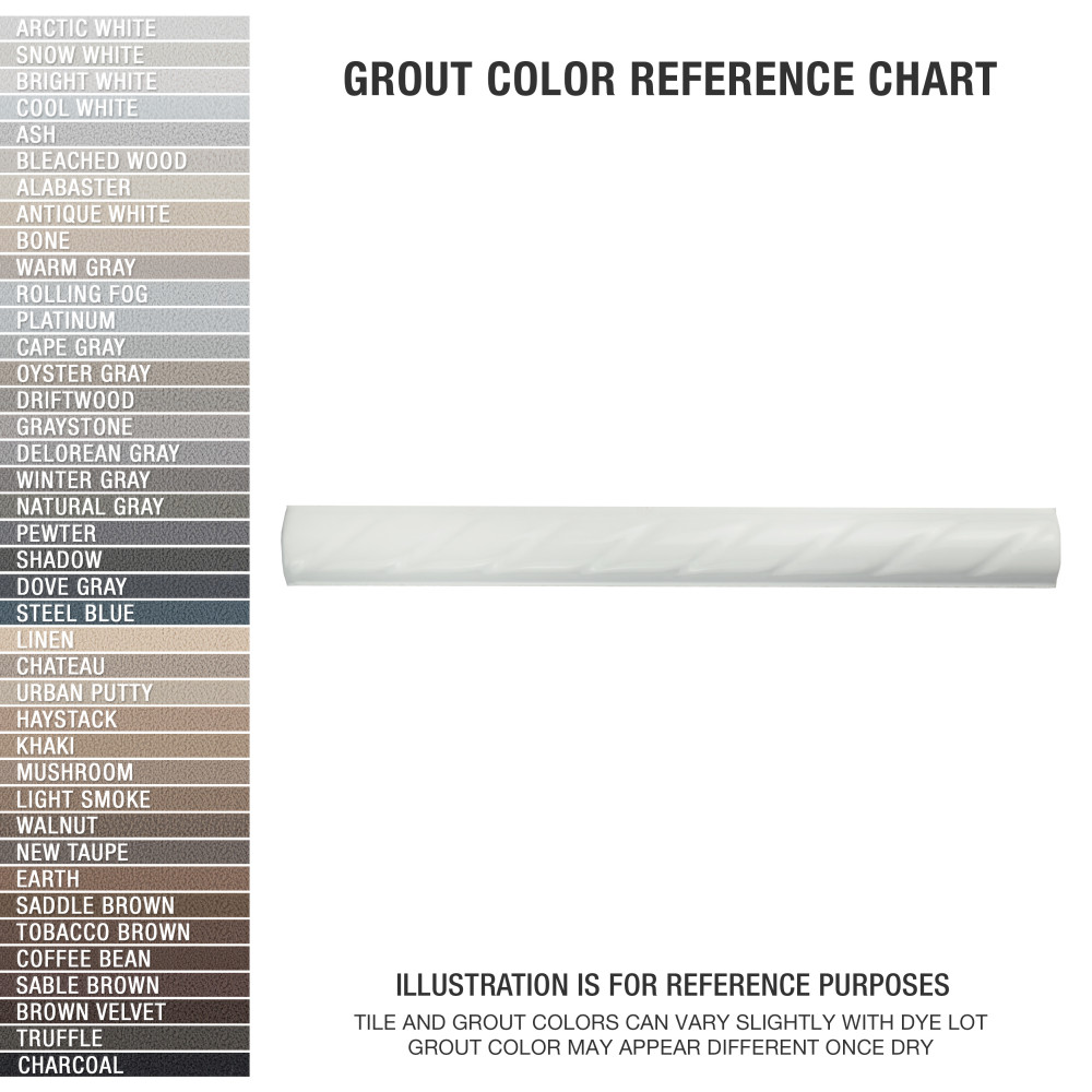 White Rope Pencil 1 in. x 9-3/4 in. Ceramic Wall Trim