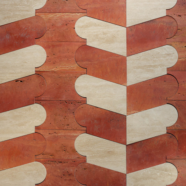 clé lapidary + cristina celestino | palestro wall | red travertine + beige travertine (bundle) | honed
