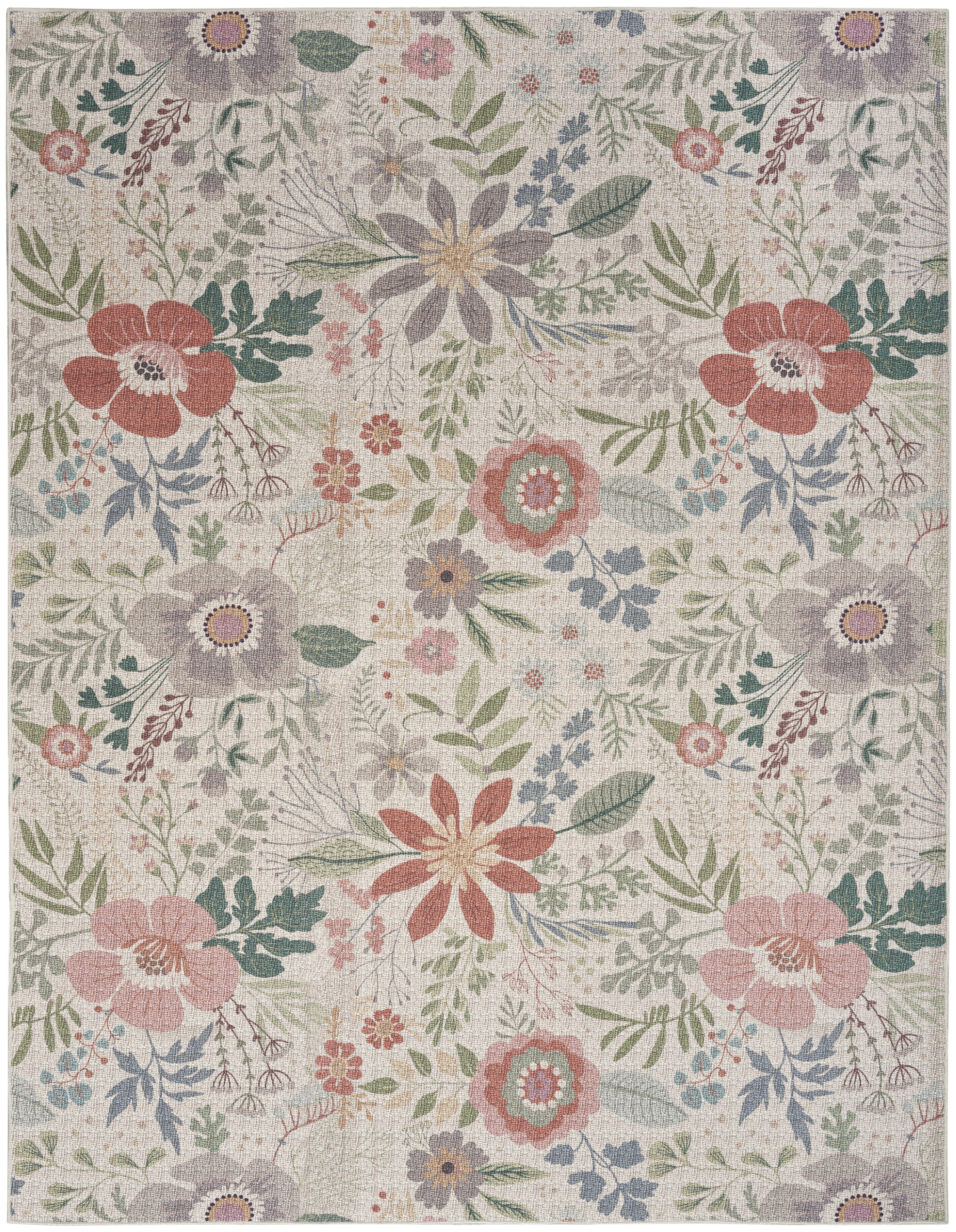 Nourison Nourison Washables 9'2" x 12' Cream Multicolor Farmhouse Indoor Rug