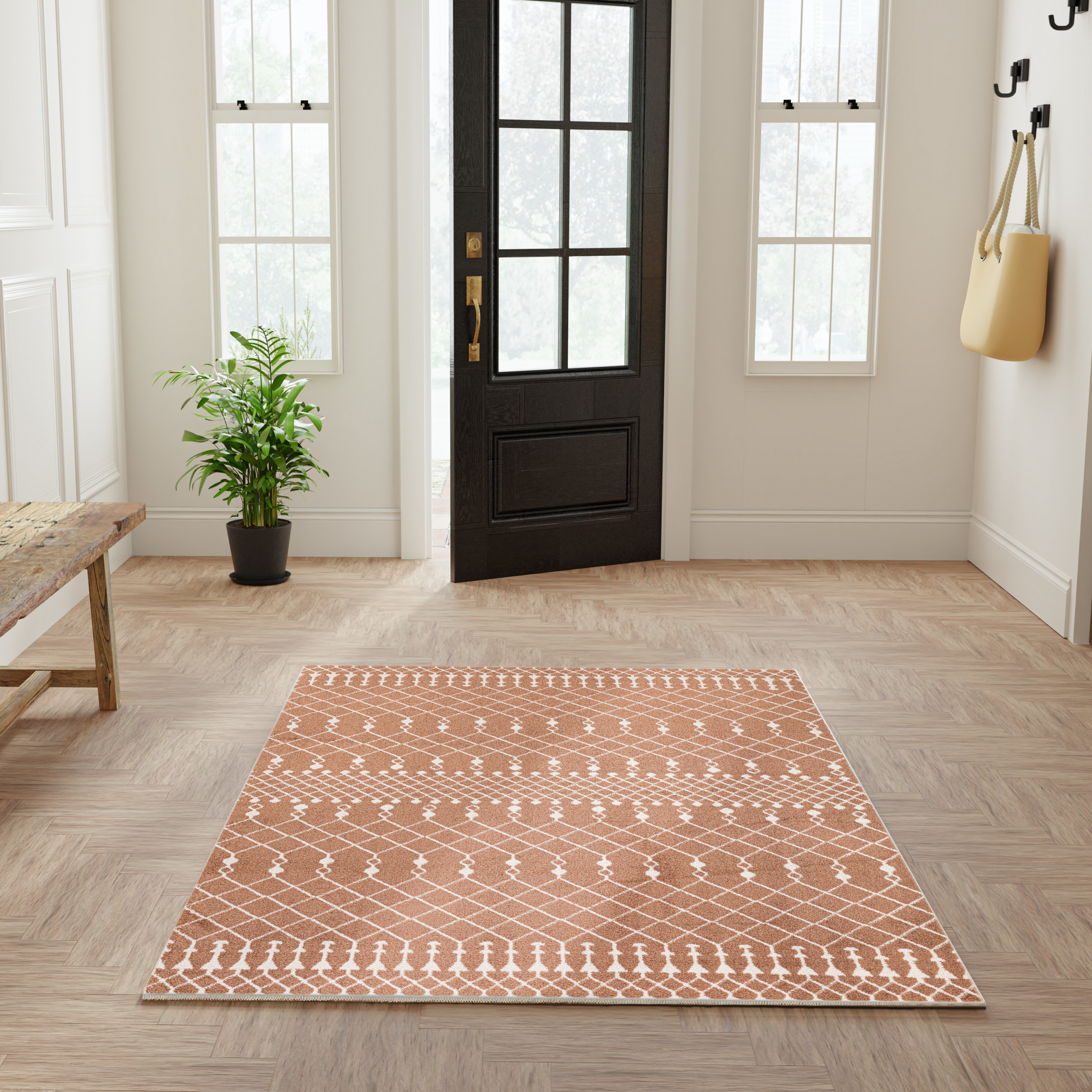 Nourison Astra Machine Washable 4' x 6' Copper Bohemian Indoor Rug