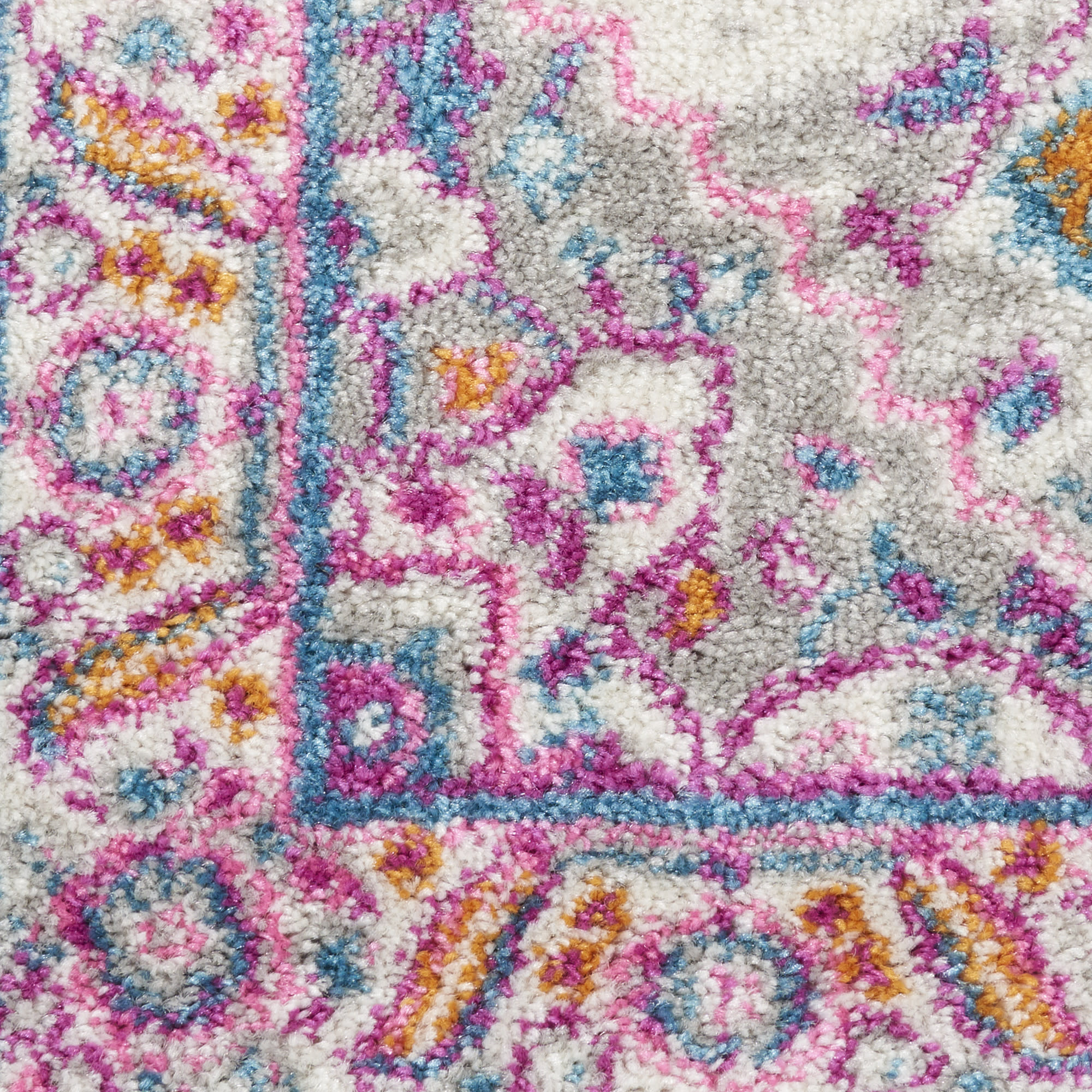 Nourison Passion 2'2" x 7'6" Light Grey Pink Bohemian Indoor Rug