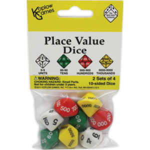 Place Value Dice, 10-Sided, Pack of 8