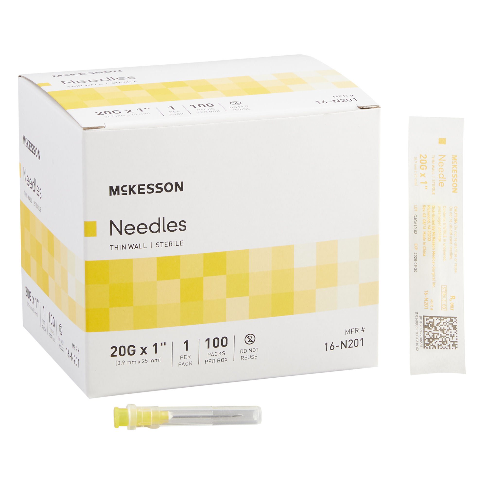 McKesson Hypodermic Needle, 20 Gauge, 1 Inch