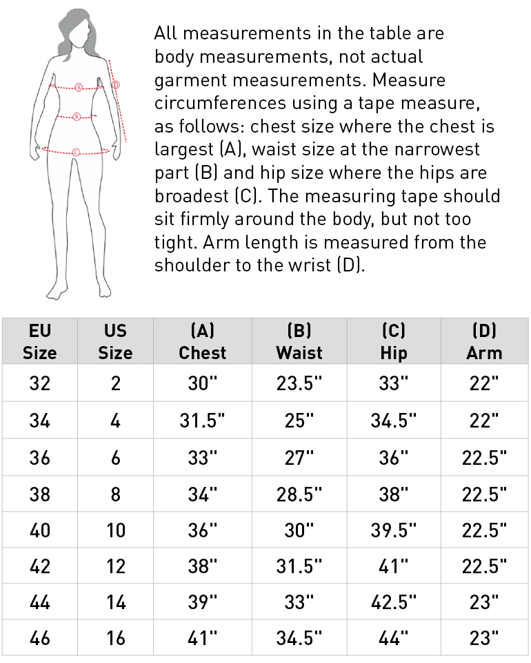 Size chart for Horze Dina Womens Heated Puffy Padded Jacket - Atmosphere