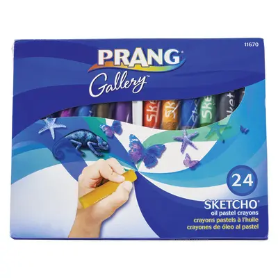 Prang Sketcho Oil Pastel Crayons, Round, 24 Count