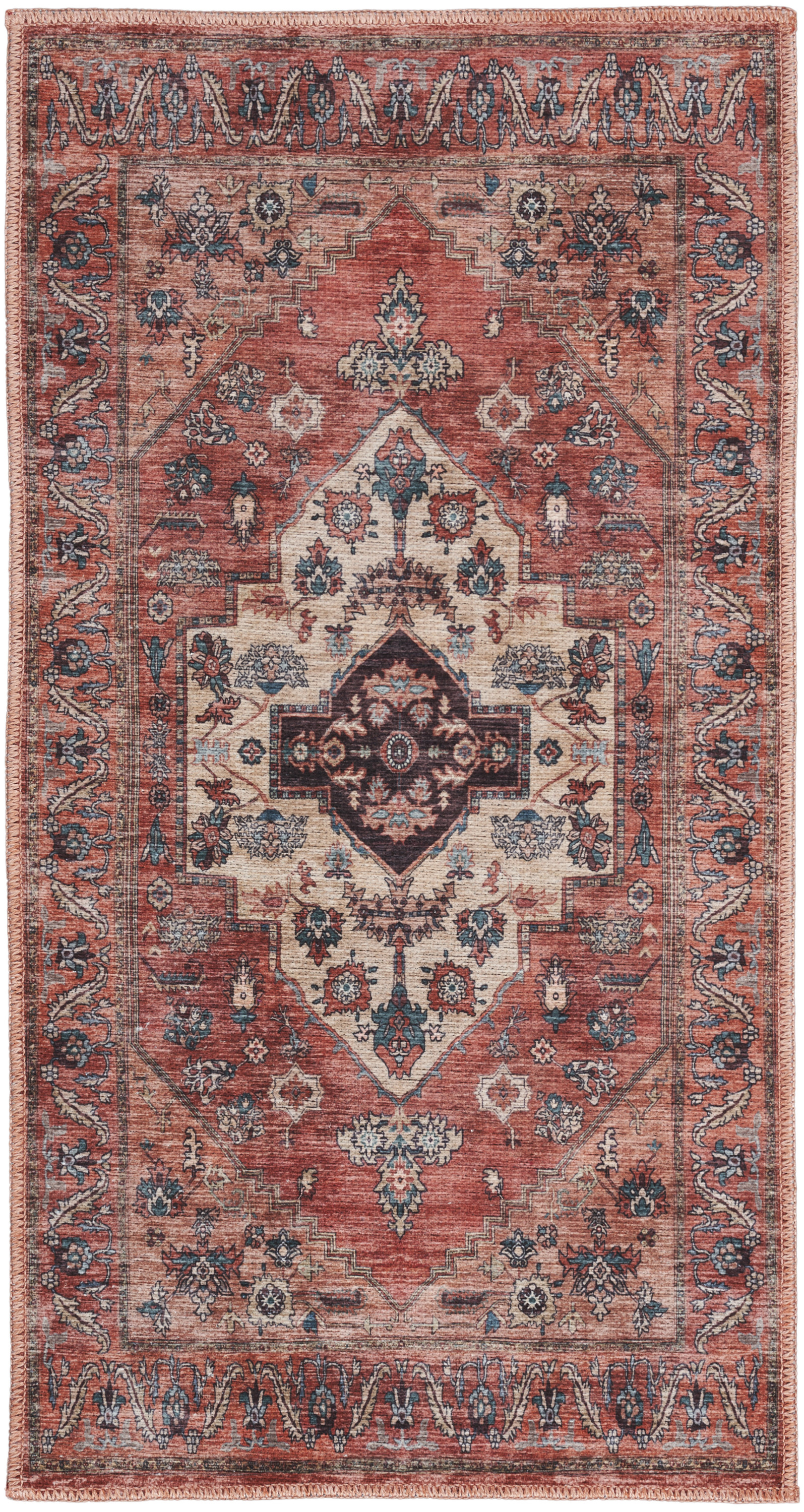 Nourison Grand Washables 2' x 3'9" Rust Multicolor Vintage Indoor Rug