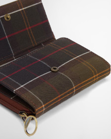 Portafoglio con patta in pelle Rosa Brown/Classic Tartan