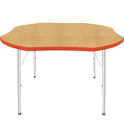 Creative Colors® Activity Table, Shamrock, 48" Diameter, Maple Top Color, Autumn Orange Edge Color, Standard Leg Height, Platinu