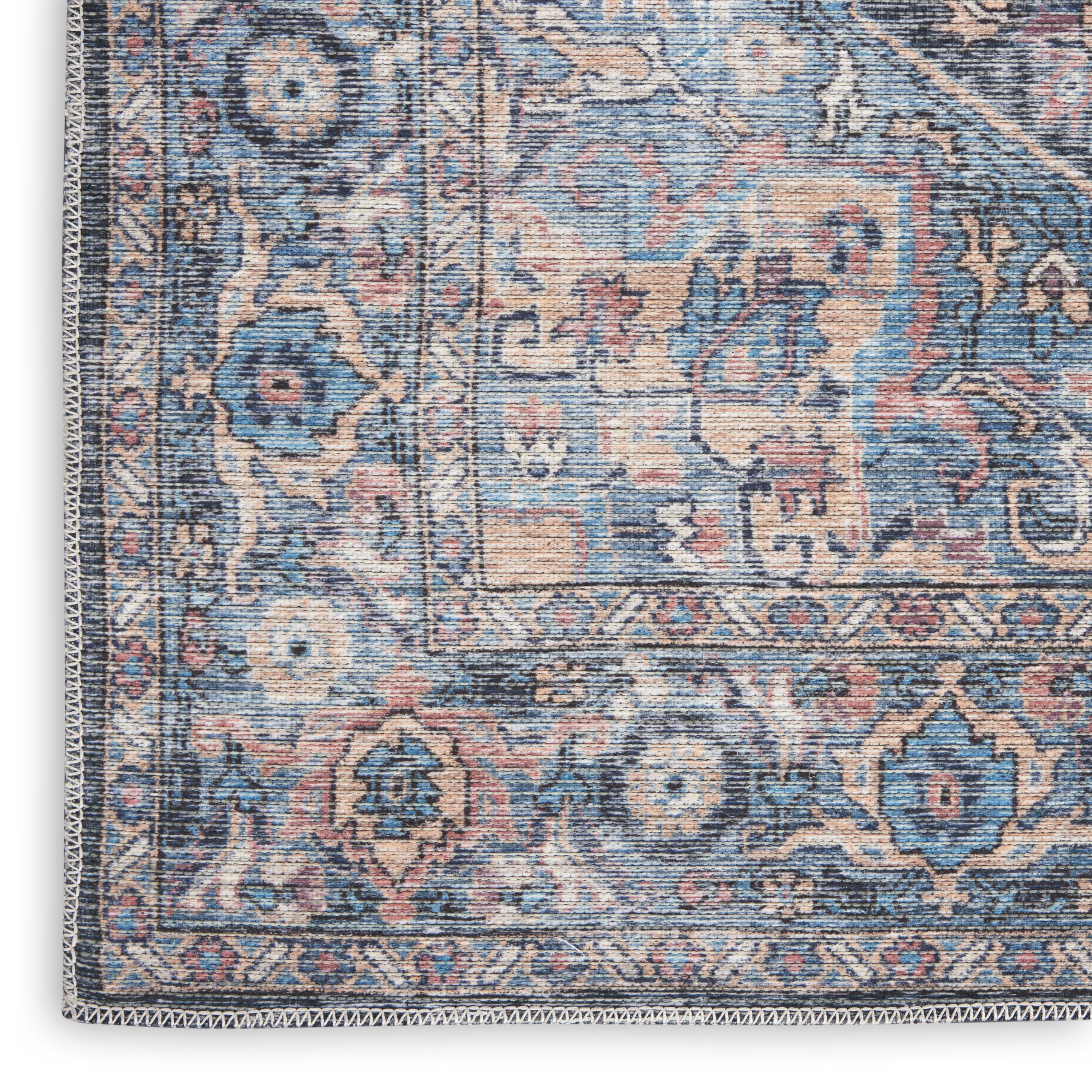 Nourison New Concept Washables 9'2" x 12' Light Blue Multicolr Vintage Indoor Rug