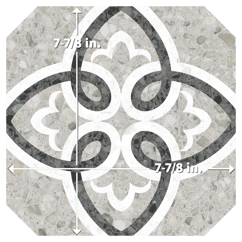 Riviera Octagon Garde Gris 7-7/8 in. x 7-7/8 in. Porcelain Floor and Wall Tile