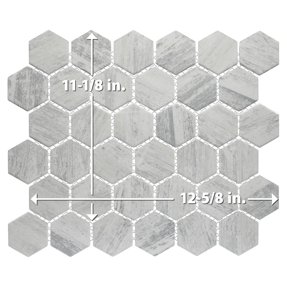 Sample – Cassis 2″ Hex White Porcelain Mosaic Tile
