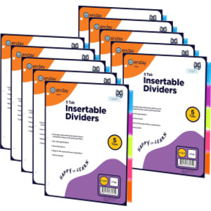 Binder Dividers with 5 Insertable Color Tabs, 10 Packs