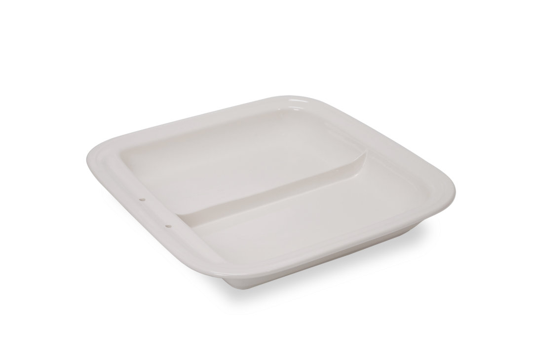 3 7/10-quart replacement square porcelain divided food pan for Intrigue® induction chafer