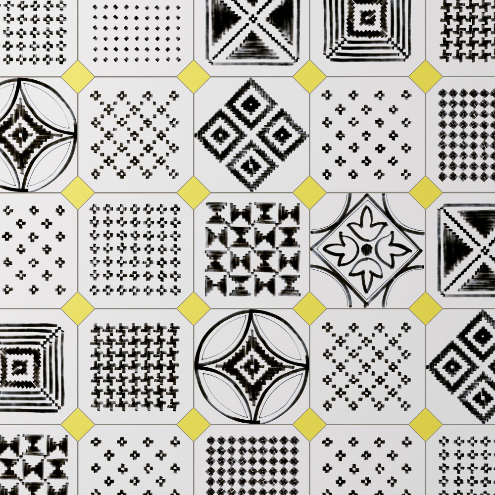 Vaudeville Octagon Deco Sombra with Taco Lima 7-7/8 in. x 7-7/8 in. Porcelain Floor and Wall Tile