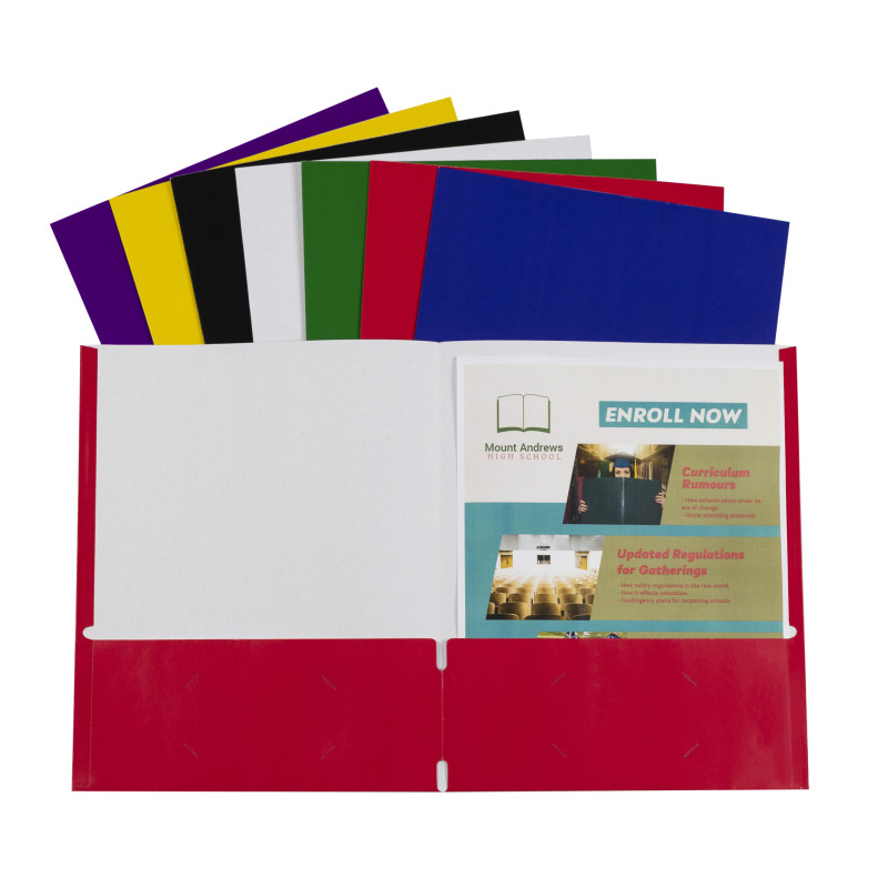 Two-Pocket Paper Portfolios Without Prongs, Assorted, 1 Each