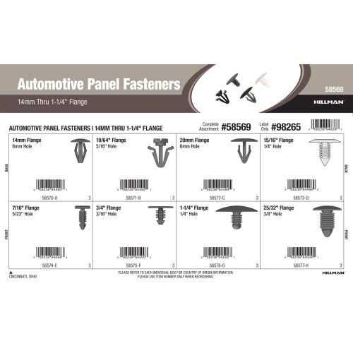 Automotive Panel Fasteners Assortment (14mm thru 1-1/4