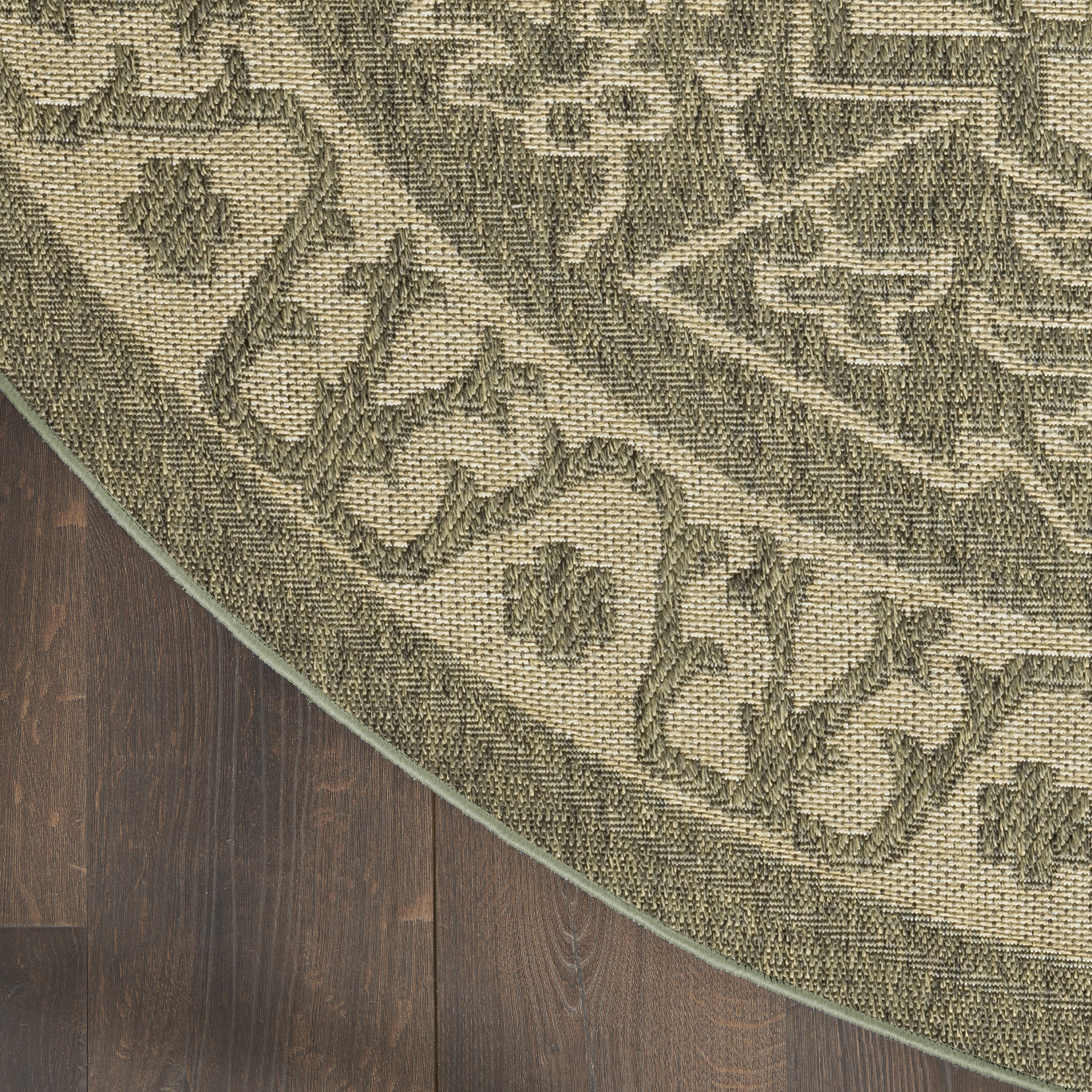 Nourison Tulum 8' x Round Olive Outdoor Rug