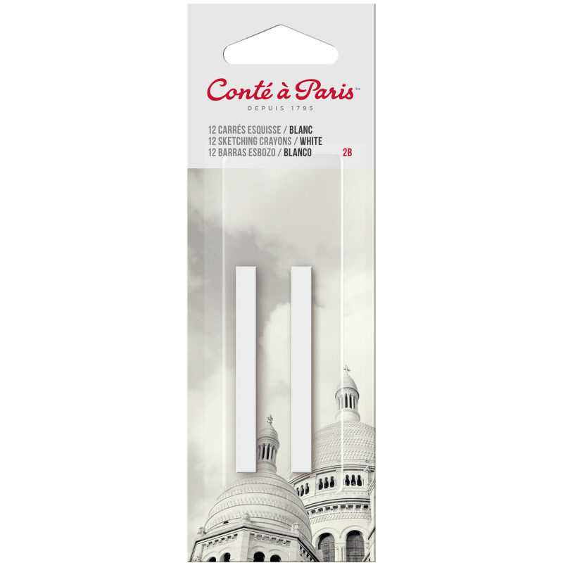 Carrés Esquisse Sketching Pastel Crayons, White 2B, Pack of 2